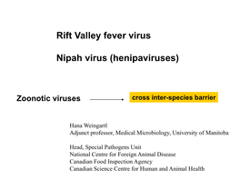 Rift Valley Fever Virus Nipah Virus