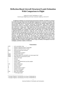Deflection-Based Aircraft Structural Loads Estimation with Comparison to Flight