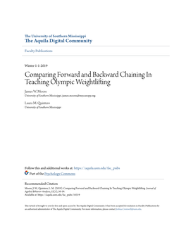 Comparing Forward and Backward Chaining in Teaching Olympic Weightlifting James W