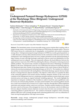 Underground Pumped-Storage Hydropower (UPSH) at the Martelange Mine (Belgium): Underground Reservoir Hydraulics