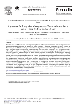 Arguments for Integrative Management of Protected Areas In