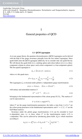 General Properties of QCD