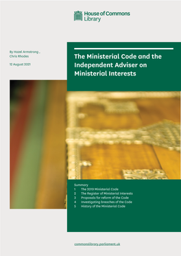 The Ministerial Code and the Independent Adviser on Ministers