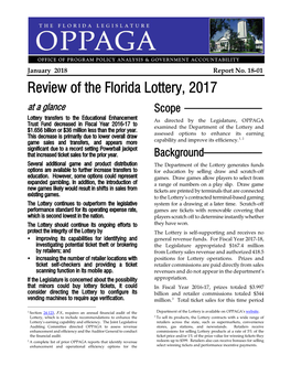 Review of the Florida Lottery, 2017