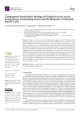 Complement Inactivation Strategy of Staphylococcus Aureus Using Decay-Accelerating Factor and the Response of Infected Hacat Cells