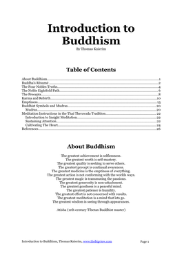 Introduction to Buddhism by Thomas Knierim