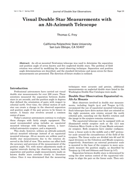 Visual Double Star Measurements with an Alt-Azimuth Telescope