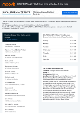 CALIFORNIA ZEPHYR Train Time Schedule & Line Route