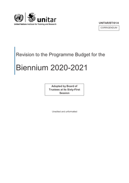 Revision to the Programme Budget for the Biennium 2020-2021