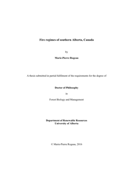 Fire Regimes of Southern Alberta, Canada