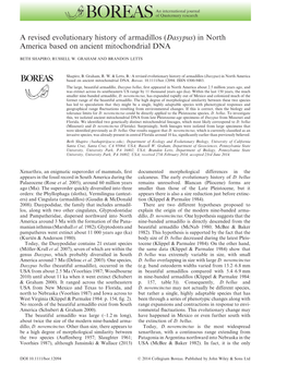 (Dasypus) in North America Based on Ancient Mitochondrial DNA