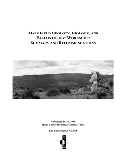 Mars Field Geology, Biology, and Paleontology Workshop, Summary