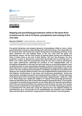 Lusatia) and Its Role in Fe Fluxes, Precipitation and Coating of the River Bed