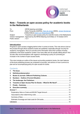 Open Access Policy for Academic Books in the Netherlands