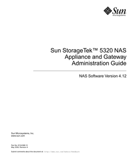 Sun Storagetek 5320 NAS Appliance and Gateway Administration Guide