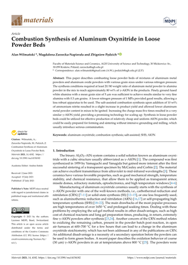 Combustion Synthesis of Aluminum Oxynitride in Loose Powder Beds