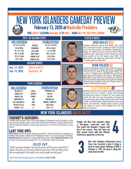 New York Islanders Gameday Preview