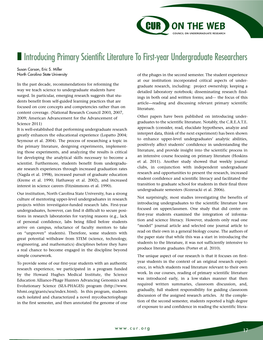 I Introducing Primary Scientific Literature to First-Year