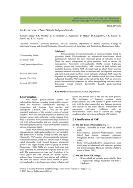 An Overview of Non Starch Polysaccharide