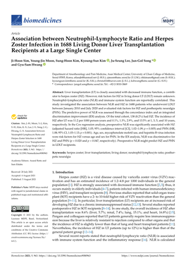 Association Between Neutrophil-Lymphocyte Ratio and Herpes Zoster Infection in 1688 Living Donor Liver Transplantation Recipients at a Large Single Center