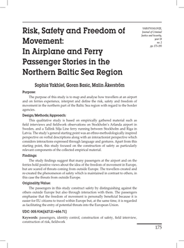 In Airplane and Ferry Passenger Stories in the Northern Baltic Sea Region