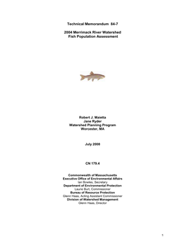 Technical Memorandum 84-7 2004 Merrimack River Watershed Fish