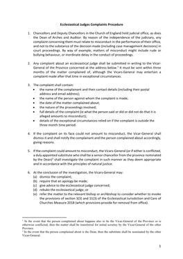 Ecclesiastical Judges Complaints Procedure