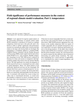 Field Significance of Performance Measures in the Context of Regional Climate Model Evaluation