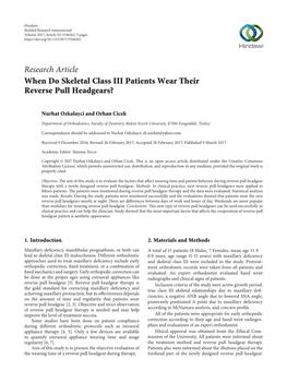 When Do Skeletal Class III Patients Wear Their Reverse Pull Headgears?