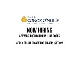 Servers, Food Runners, Line Cooks Apply Online Or Ask for an Application!