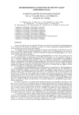 Hydrogeologïcal Features of the Po Valley (Northern Italy)