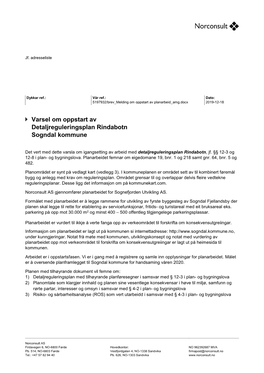 Varsel Om Oppstart Av Detaljreguleringsplan Rindabotn Sogndal Kommune