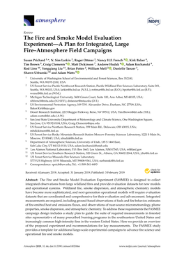 The Fire and Smoke Model Evaluation Experiment—A Plan for Integrated, Large Fire–Atmosphere Field Campaigns