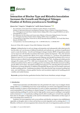 Interaction of Biochar Type and Rhizobia Inoculation Increases the Growth and Biological Nitrogen Fixation of Robinia Pseudoacacia Seedlings