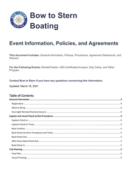 Event Information, Policies, and Agreements