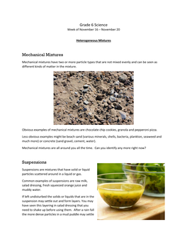 Grade 6 Science Mechanical Mixtures Suspensions