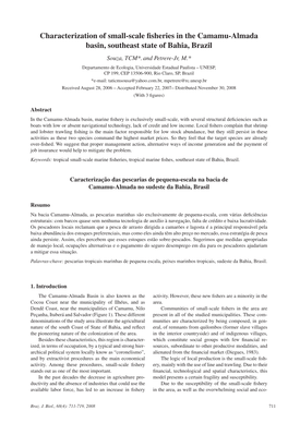 Characterization of Small-Scale Fisheries in the Camamu-Almada Basin, Southeast State of Bahia, Brazil Souza, TCM*