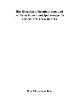 Bio-Filtration of Helminth Eggs and Coliforms from Municipal Sewage for Agricultural Reuse in Peru