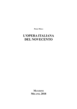 L'opera Italiana Del Novecento