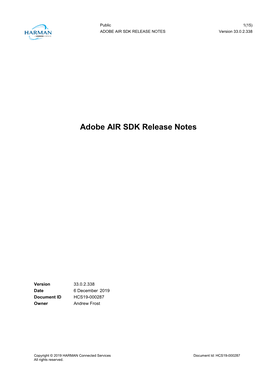 ADOBE AIR SDK RELEASE NOTES Version 33.0.2.338