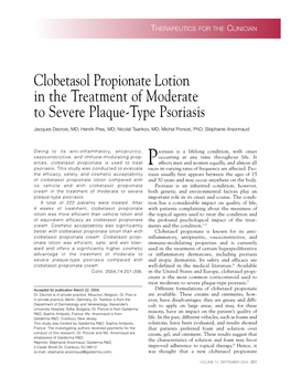 Clobetasol Propionate Lotion in the Treatment of Moderate to Severe Plaque-Type Psoriasis