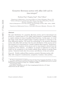 Geometric Brownian Motion with Affine Drift and Its Time-Integral