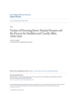 Victims of Downing Street: Popular Pressure and the Press in the Stoddart and Conolly Affair, 1838-1845 Sarah E