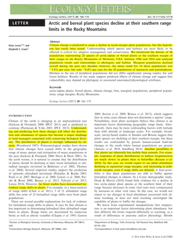 Arctic and Boreal Plant Species Decline at Their Southern Range Limits in the Rocky Mountains