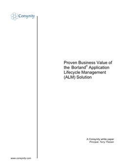 Proven Business Value of the Borland® Application Lifecycle Management (ALM) Solution