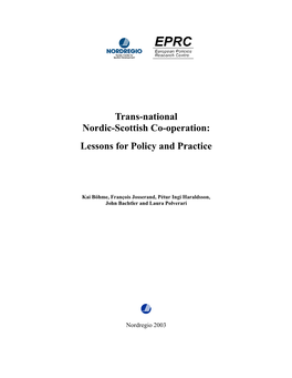 Trans-National Nordic-Scottish Co-Operation: Lessons for Policy and Practice