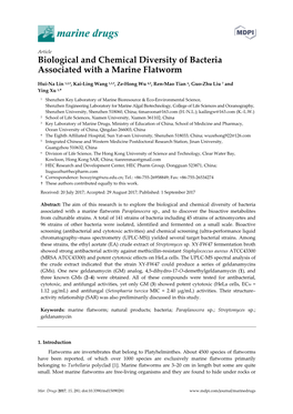 Biological and Chemical Diversity of Bacteria Associated with a Marine Flatworm
