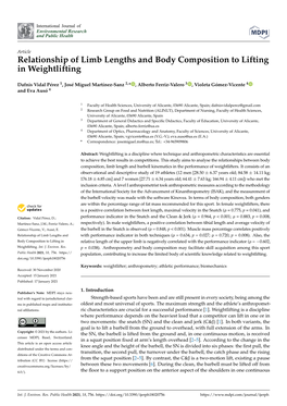 Relationship of Limb Lengths and Body Composition to Lifting in Weightlifting