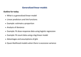 Generalized Linear Models Outline for Today