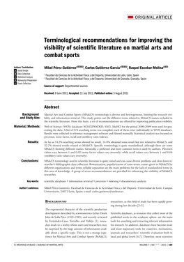 Terminological Recommendations for Improving the Visibility of Scientific Literature on Martial Arts and Combat Sports